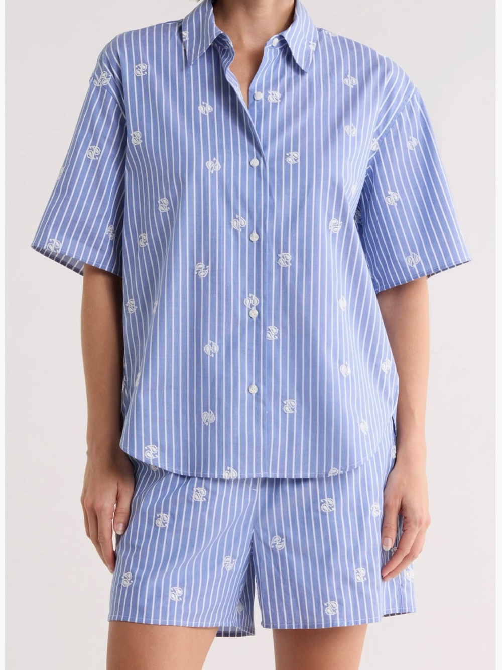 NWT Rag & Bone Emma Oversized Embroidered Short Sleeve Shirt Size M